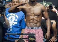 wbc-welterweight-champion-floyd-mayweather-jr-of-the-u-s-poses-on-the-scale-during-an-official-weigh-in-at-the-mgm-grand-garden-arenain-las-vegas