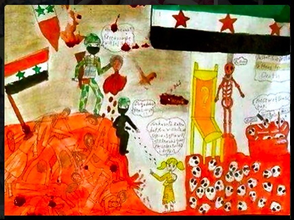 A painting by elementary school girl Noran, who was reportedly killed in the Syria school bombing on April 30.