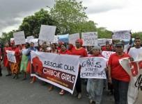 Mothers of the Nigerian girls kidnapped by Boko Haram protest.