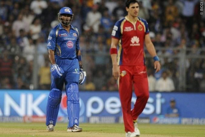 Tempers flared as Kieron Polard and Mitchell Starc lost the plot. Pal Pillai/IPL/SPOTZPICS Kieron Pollard Mitchell Starc
