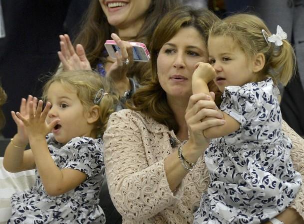 Roger Federer's wife, Mirka Vavrinec, with their first twins, Myla Rose and Charlene Riva. Mirka Vavrinec