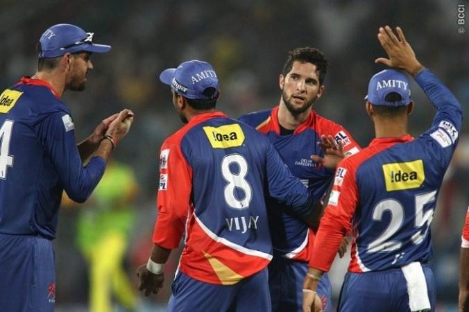 Delhi Daredevils players celebrate a wicket against CSK, 5 May. Shaun Roy/IPL/SPORTZPICS Pietersen Parnell Delhi Daredevils