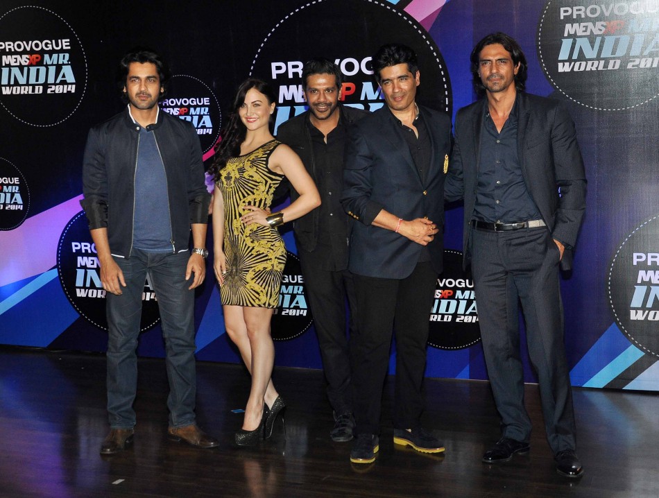 The 5-judge panel included Arjun, Arjan, Elli, Manish and Rocky S at the first edition of  Provogue MensXP Mr. India 2014 in Mumbai