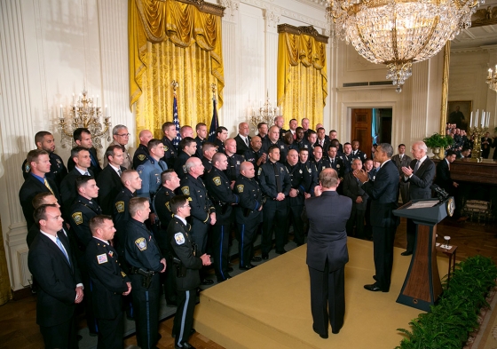 President Barack Obama and Vice-President Joe Biden honor law enforcing officials at the White House.