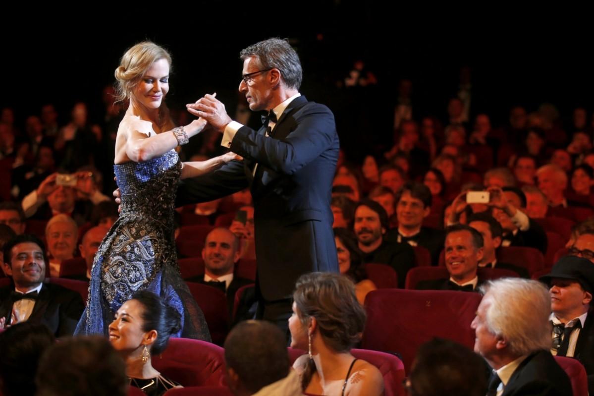 Uday Chopra with Master of Ceremony actor Lambert Wilson and Nicole Kidman during the opening ceremony of the 67th Cannes Film Festival Uday Chopra