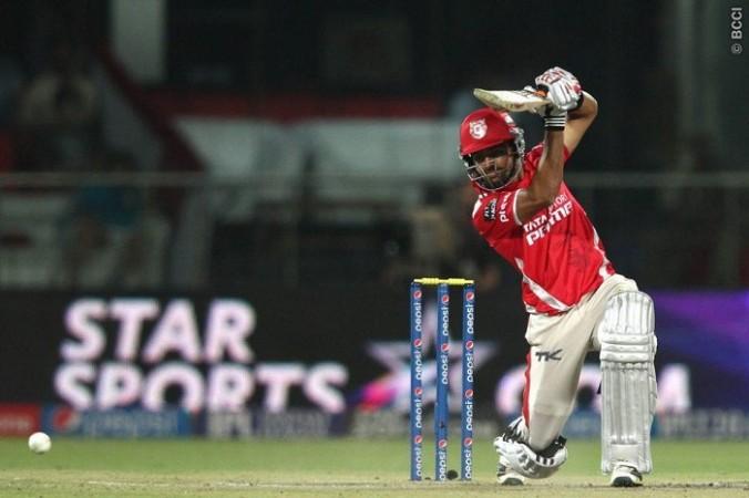 Kings XI Punjab opener Manan Vohra plays a shot through the offside during his brilliant early blitz against the Delhi Daredevils, 19 May Manan Vohra Kings XI Punjab