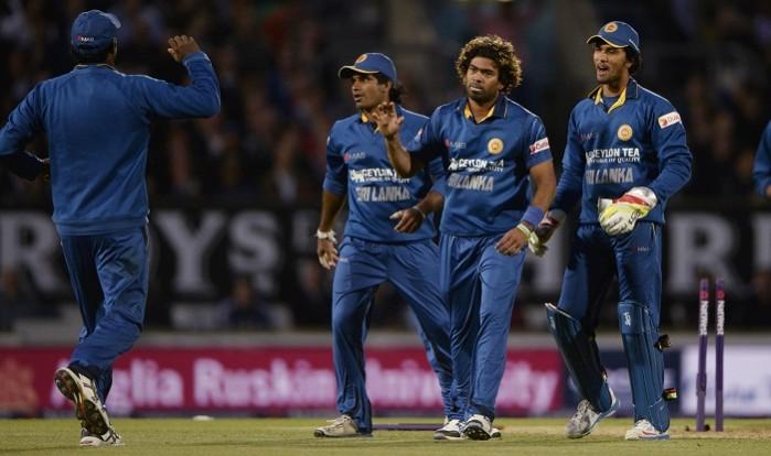 Sri Lanka skipper celebrates the dismissal of England opener Alex Hales in their T20 international, 20 May Lasith Malinga Sri Lanka Dinesh Chandimal Kusal Perera