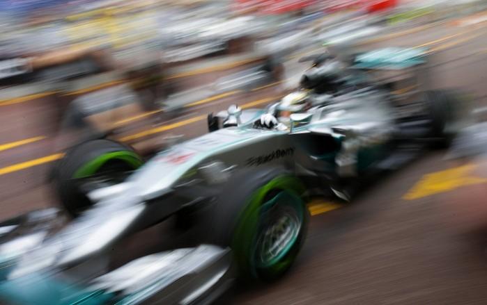 Mercedes' Lewis Hamilton leaves the pit during practice session of the Monaco Grand Prix. Lewis Hamilton Mercedes