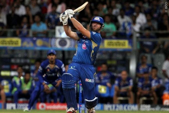 Mumbai Indians batsman Corey Anderson in a six-hitting mood against the Rajasthan Royals in their amazing IPL 2014 game, 25 May Corey Anderson Mumbai Indians