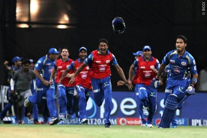 Aditya Tare is delirious after hitting the winning runs for the Mumbai Indians, 26 May Aditya Tare Mumbai Indians