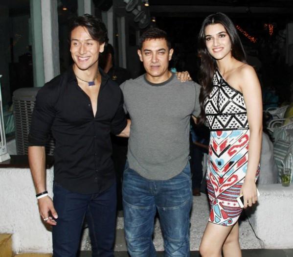 Tiger Shroff, Kriti Sanon and Aamir Khan at Tiger Shroff, Kriti Sanon and Aamir Khan at