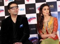 Karan Johar with Alia Bhatt at Tralier launch of upcoming film 'Humpy Sharma Ki Dulhania'