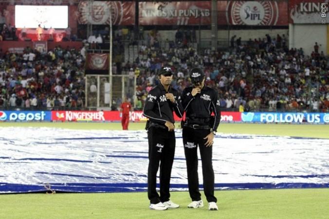 Rain played spoilsport for the Qualifier 1 match between Kings XI Punjab abd Kolkata Knight Riders Kings XI Punjab Rain Kumar Dharmasena