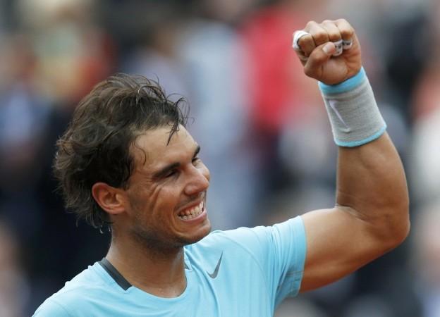 Rafael Nadal celebrates after defeating Dominic Thiem in the second round of the French Open, 29 May Rafael Nadal French Open