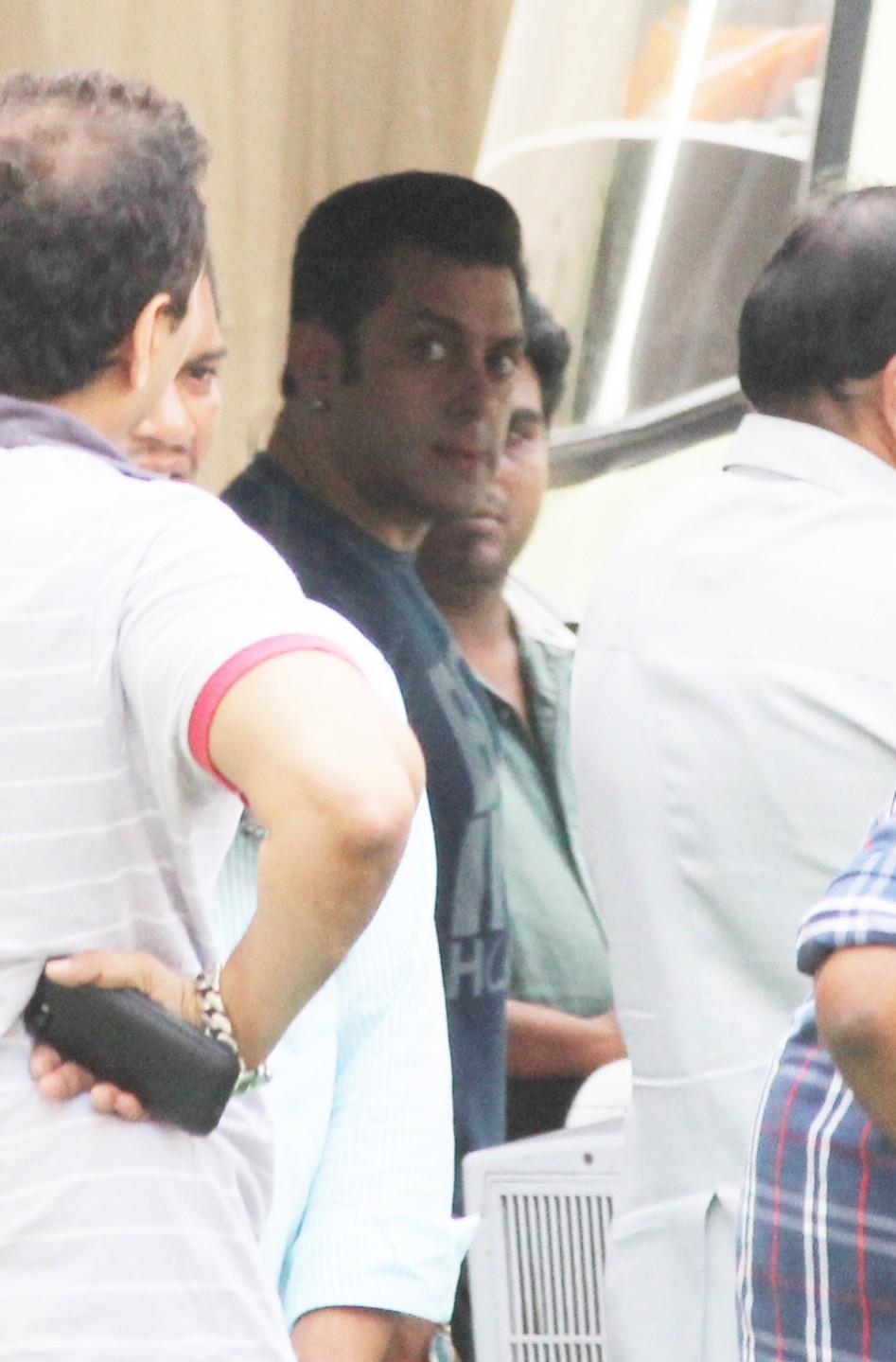 Salman Khan spotted on the sets of his upcoming film 'Kick' in Mumbai's Mehboob studio Salman Khan