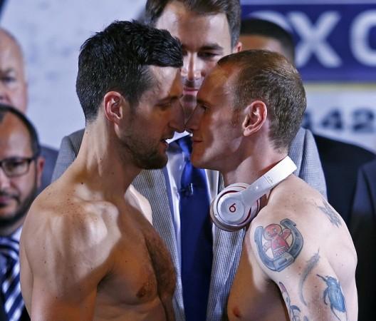 Carl Froch and George Groves get into a little staring match during the official weigh-in, 30 May Carl Froch George Groves Boxing