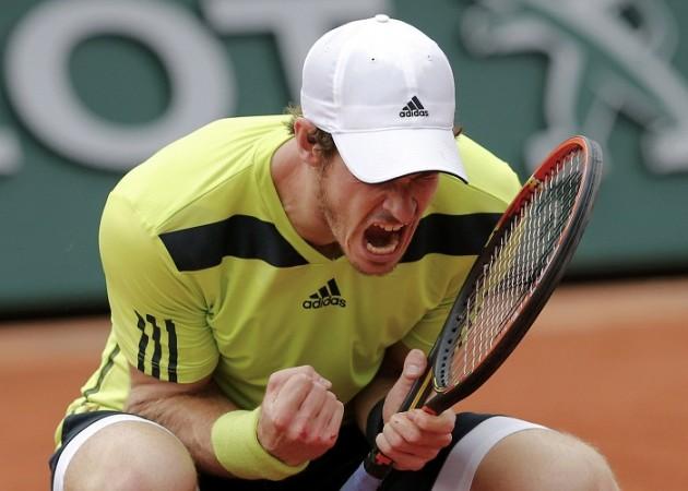 Andy Murray reacts after winning his match at the French Open. Andy Murray French Open