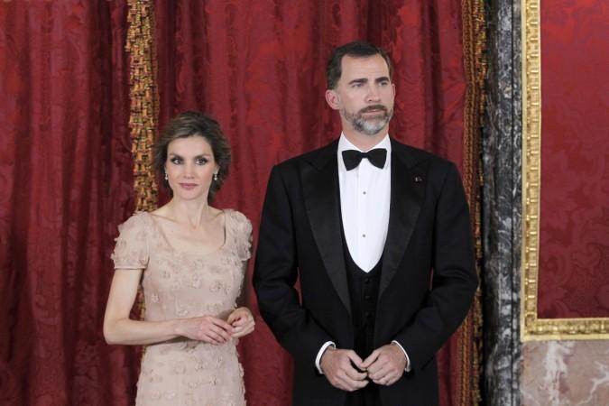 Fle photo of Spain's Princess Letizia and husband Spain's Crown Prince Felipe at the Royal Palace in Madrid Princess Letizia, Prince Felipe