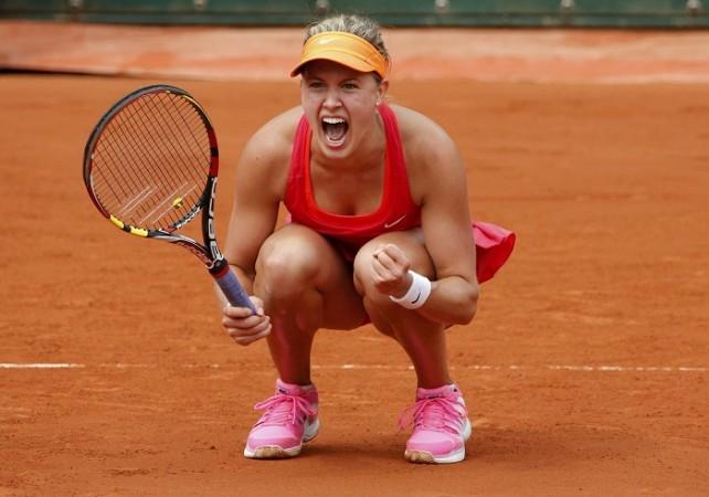 Eugenie Bouchard is ecstatic after defeating Carla Suarez Navarro in the quarterfinals of the French Open, 3 May Eugenie Bouchard French Open