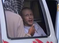 U.S. Army Sergeant Bowe Bergdahl waits in a pick-up truck before he is freed at the Afghan border