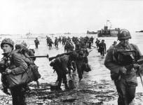 Handout photo of U.S. reinforcements landing on Omaha beach during the Normandy D-Day landings near Vierville sur Mer