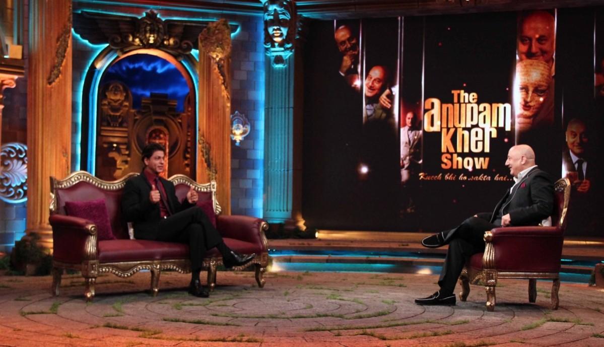 Shah Rukh Khan and Anupam Kher on the sets of talk show 'Kucch Bhi Ho Sakta Hai' Shah Rukh Khan and Anupam Kher