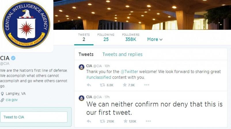 CIA Twitter Account: The CIA has finally chosen to step into the world of social media with a dramatic entry into Twitter. CIA Twitter Account: The CIA has finally chosen to step into the world of social media with a dramatic entry into Twitter.
