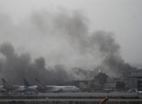 Smoke billows from Jinnah International Airport in Karachi
