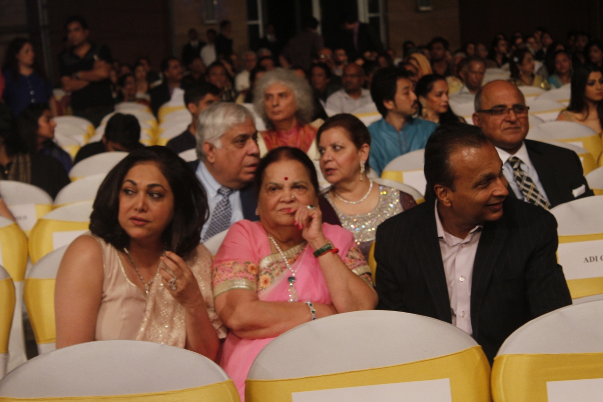 Chairman of Reliance Group Anil Ambani with his wife Tina Ambani and mother Kokilaben Ambani at the book launch Dilip Kumar's autobiography
