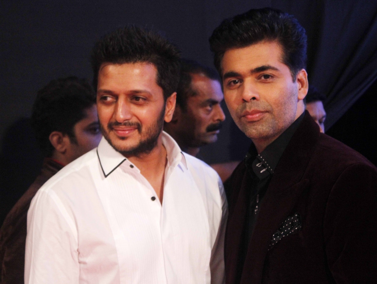 Riteish Deshmukh with Karan Johar at the book launch Dilip Kumar's autobiography