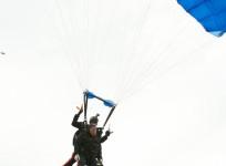 Former U.S. President George H.W. Bush marks his 90th birthday with a tandem skydive with the All Veteran Parachute Team in Kennebunkport, Maine