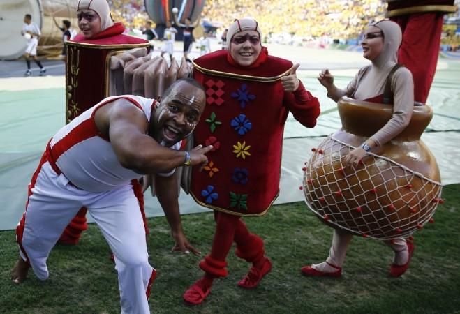 Performers pose during the opening ceremony of the 2014 World Cup at the Corinthians arena in Sao Paulo 2014 World Cup opening ceremony