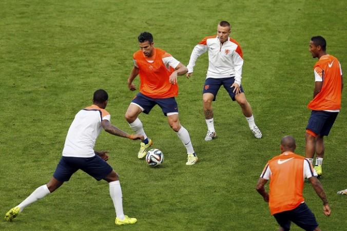 Netherlands captain Robin Van Persie during a training session with his teammates, 17 June Van Persie Netherlands