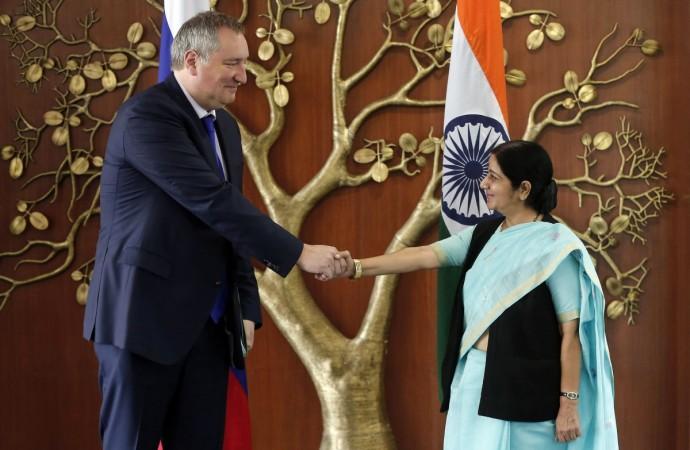 Russian Deputy Prime Minister Dmitry O Rogozin meets External Affairs Minister Sushma Swaraj