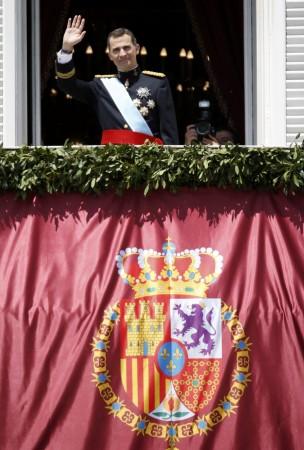 Spain's new King Felipe VI appears on the balcony of the Royal Palace in Madrid
