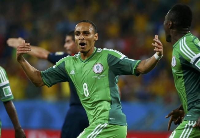 Nigeria's Peter Odemwingie celebrates his goal against Bosnia. Peter Odemwingie