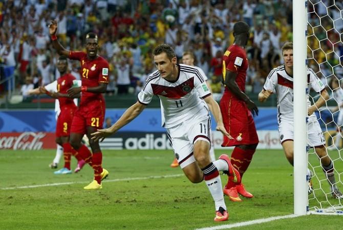 Germany's Miroslav Klose celebrates after scoring against Ghana. Miroslav Klose