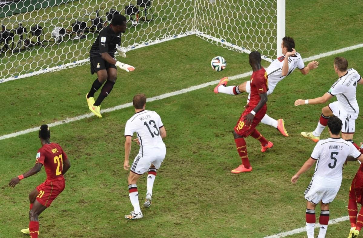 Germany's Klose scores a goal during their 2014 World Cup Group G match against Ghana at the Castelao arena in Fortaleza Germany v Ghana