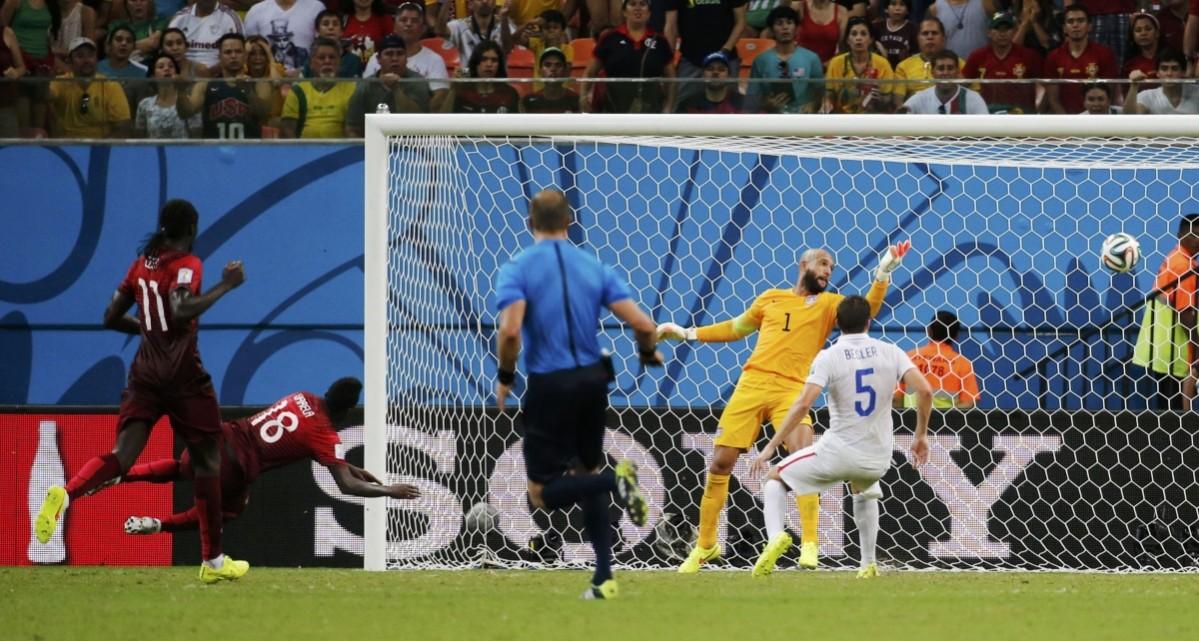 Portugal's Varela heads the ball to score against the U.S. in extra time during their 2014 World Cup Group G match at the Amazonia arena in Manaus USA vs Portugal