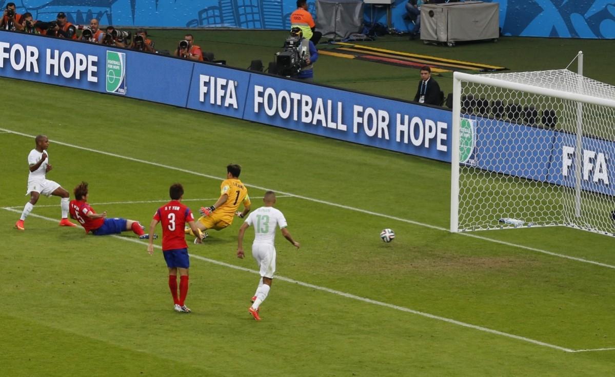 Algeria's Brahimi scores the team's fourth goal against South Korea during their 2014 World Cup Group H soccer match at the Beira Rio stadium in Porto Alegre South Korea v Algeria