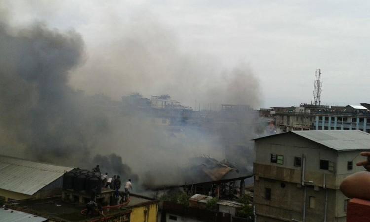 Fire breaks out at Imphal, Manipur Fire at Imphal, Manipur