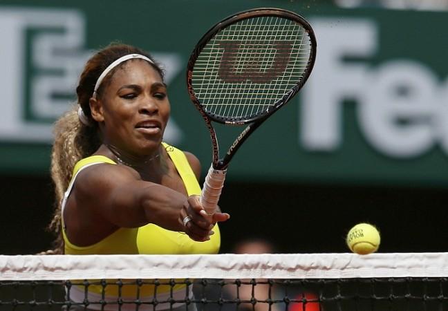 Serena Williams of the US hits a return. Serena Williams