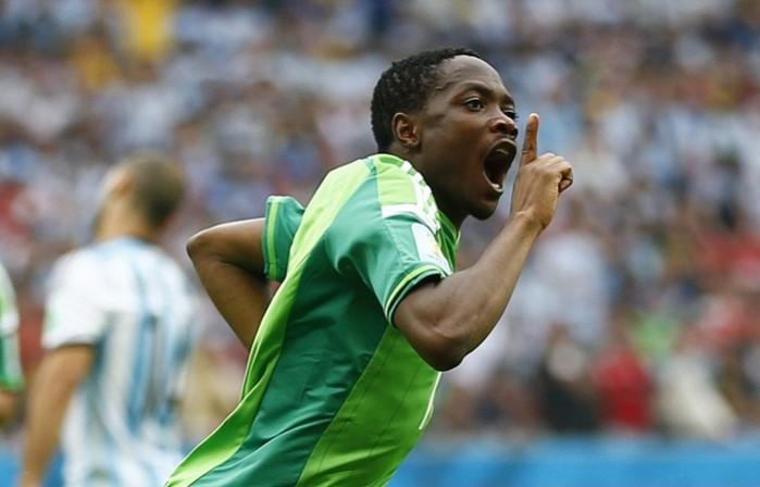 Nigeria's Ahmed Musa celebrates after scoring second goal against Argentina. Ahmed Musa