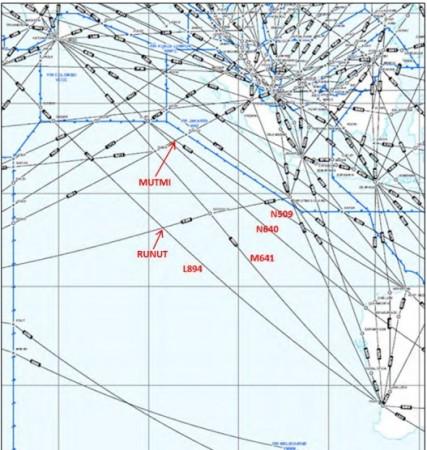 Latest theory on missing MH370 aircraft, says someone in the cockpit deliberately programmed the jet to fly to Australia or Cocos Island. Picture shows Southern Indian Ocean air routes and selected waypoints