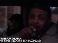 A jihadist mocks Obama,while Abu Safiyya wearing baseball cap is seen smiling.