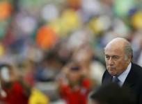 Fifa president Sepp Blatter takes his seat before the 2014 World Cup Group H soccer match between Belgium and Russia at the Maracana stadium in Rio de Janeiro.