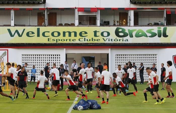 Belgium players go through their paces during a training session Belgium