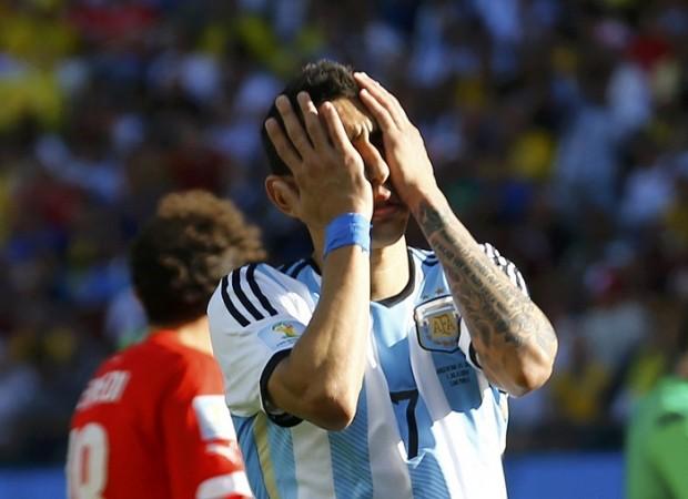 Argentina's Angel Di Maria reacts after missing a scoring opportunity. Angel di Maria