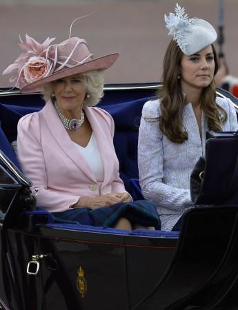 Britain's Catherine, Duchess of Cambridge and Camilla, Duchess of Cornwall depart Buckingham Palace in central London Kate Middleton and Camilla Parker Bowles