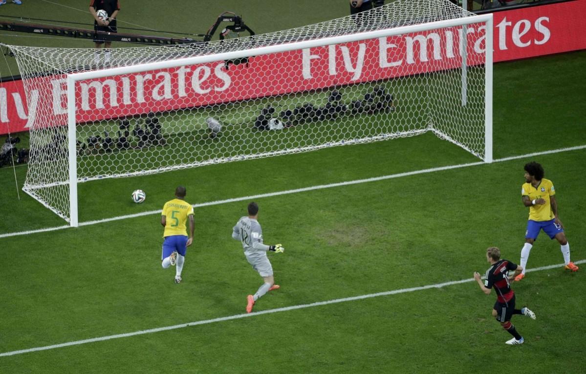 Germany's Toni Kroos scores a goal during their 2014 World Cup semi-finals against Brazil at the Mineirao stadium in Belo Horizonte Brazil vs Germany